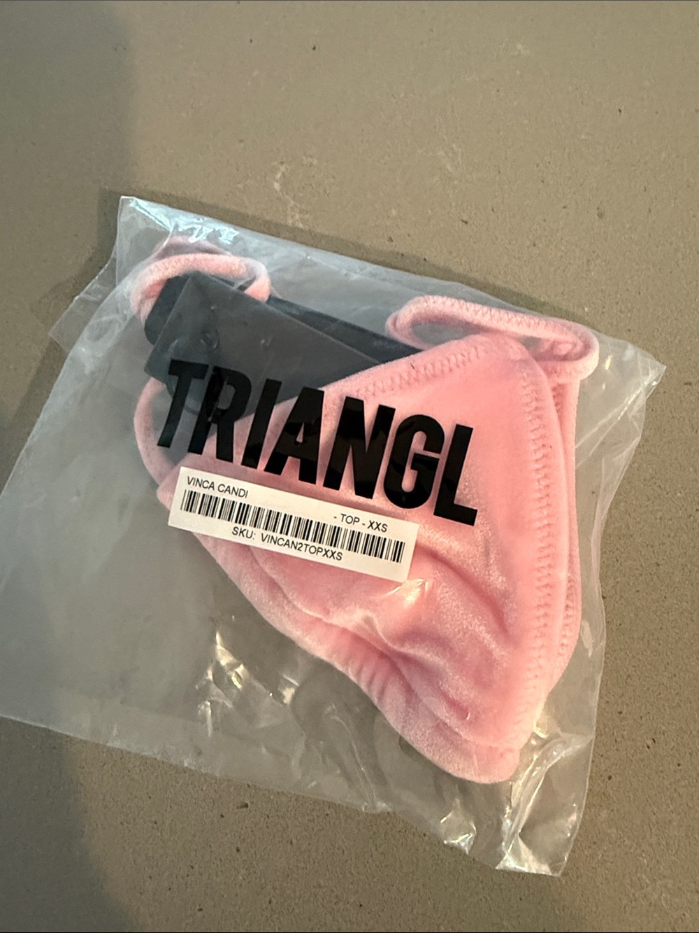 triangl swimwear Pink Velvet Triangle Bikini Top